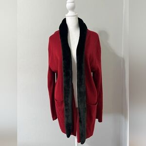 Dialogue Red Merino Wool Blend / Detachable Collar / Size L /NWOT